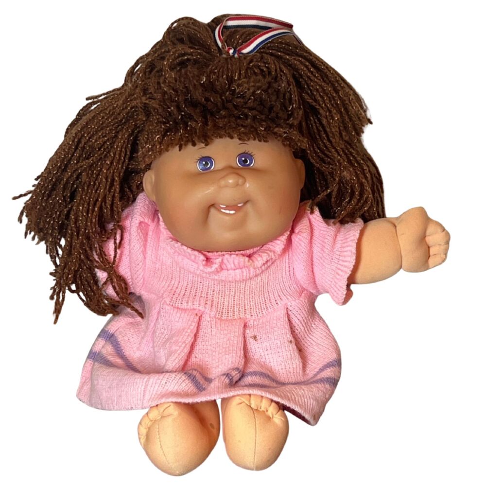 Vintage Cabbage Patch OlympiKids Doll - Long Braided Hair - Pink Dress - 1996